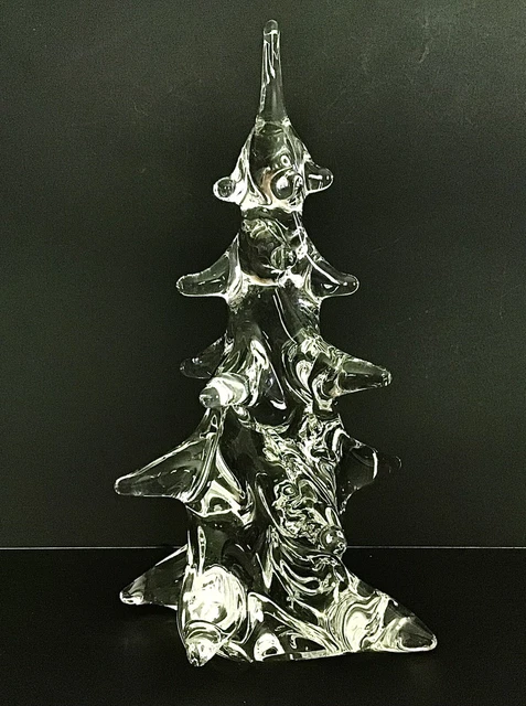 Signed Schneider France - Clear Glass Christmas Tree - Pine Tree 10.75” H