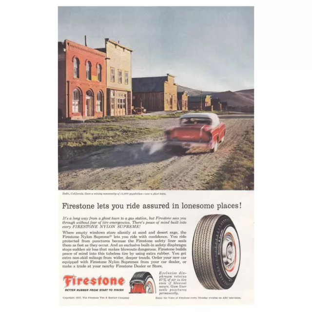 1957 Firestone Tires: Bodie, California Vintage Print Ad