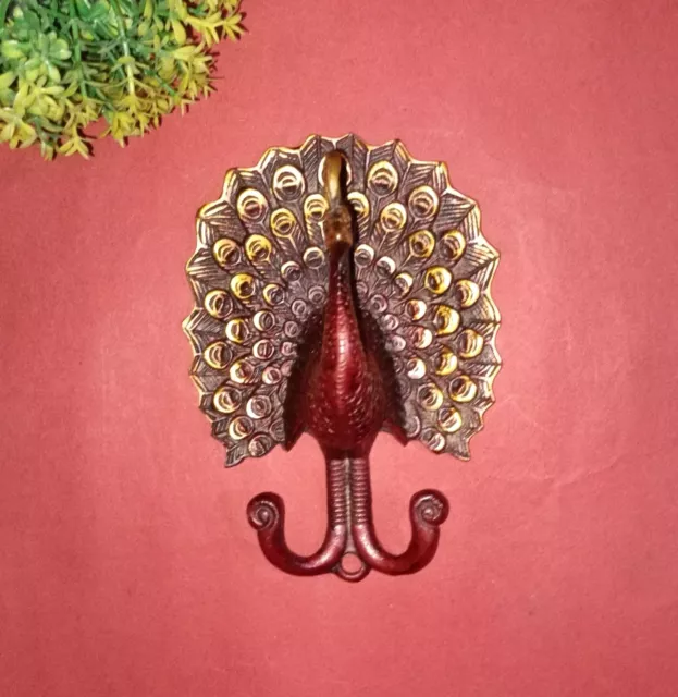 Peafowl Design Purse Hook Brass Kitchen Pan Holder Bird Wall Mount Hanging HK538