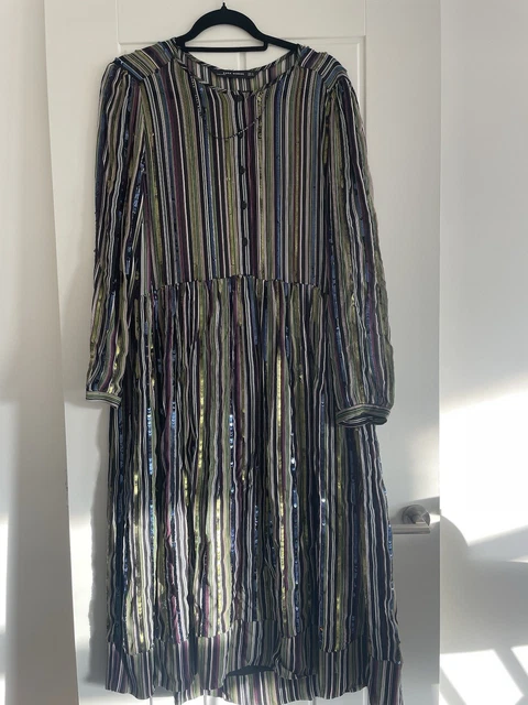 zara striped sequin dress Zara Womens Depop Zara Striped Sequin Dress Colourful Zara Sequined Party  Sheer