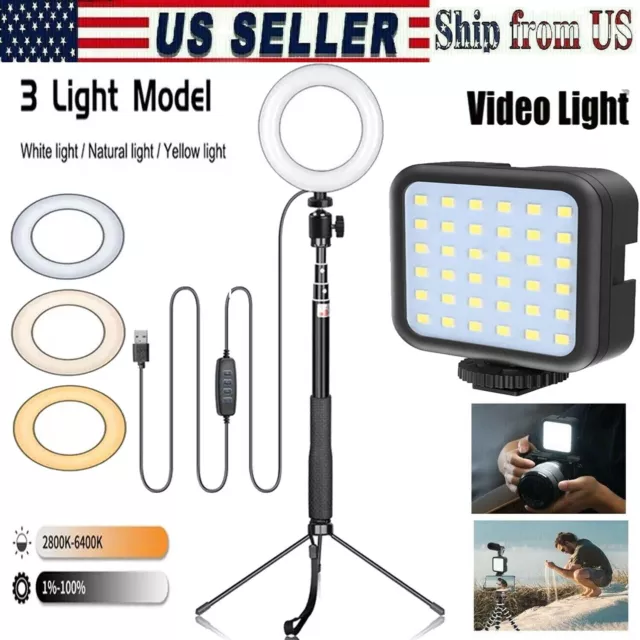 10" LED SMD Ring Light Kit with Video Light Dimmable 6500K For Makeup Camera