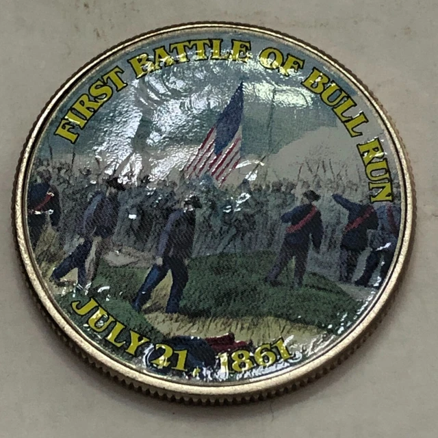 Colorized Kennedy half dollar. CIVIL WAR. FIRST BATTLE OF BULL RUN JULY 1861 #73