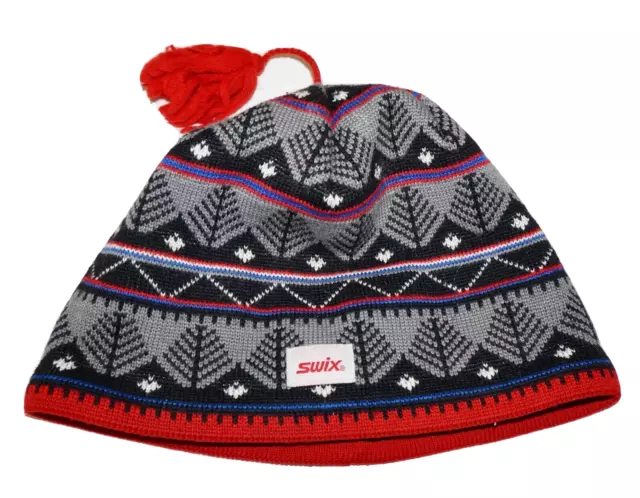 SWIX Red & Gray Wool Blend Knit Beanie Ski Hat CANADA