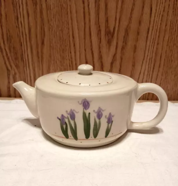 Vintage HARTSTONE USA Pottery Purple Iris Individual Tea Pot Signed