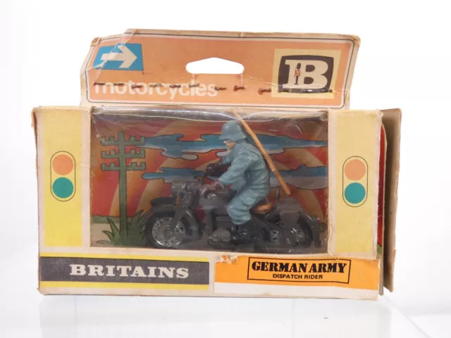 Britains Dispatch Rider Motorcycle Bike German Army Military Vintage Toy 9679