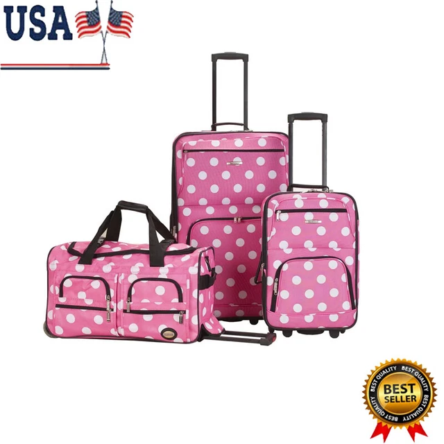 3 Pc Softside Uprights Rolling Luggage Set Suitcase Duffle Bag Expandable Travel