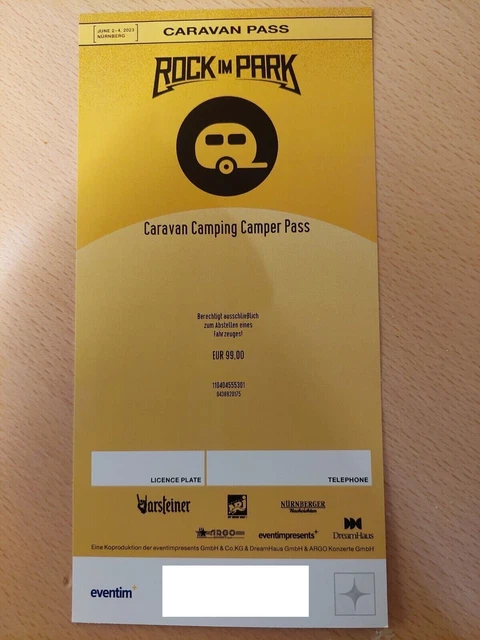 Rock im Park 2023 Caravan Camping Camper Pass