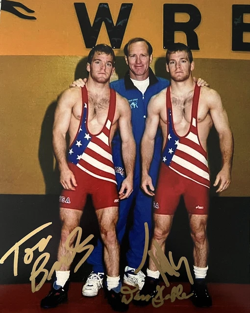 TOM BRANDS, TERRY BRANDS & DAN GABLE SIGNED 8x10 PHOTO WRESTLING AUTOGRAPH COA
