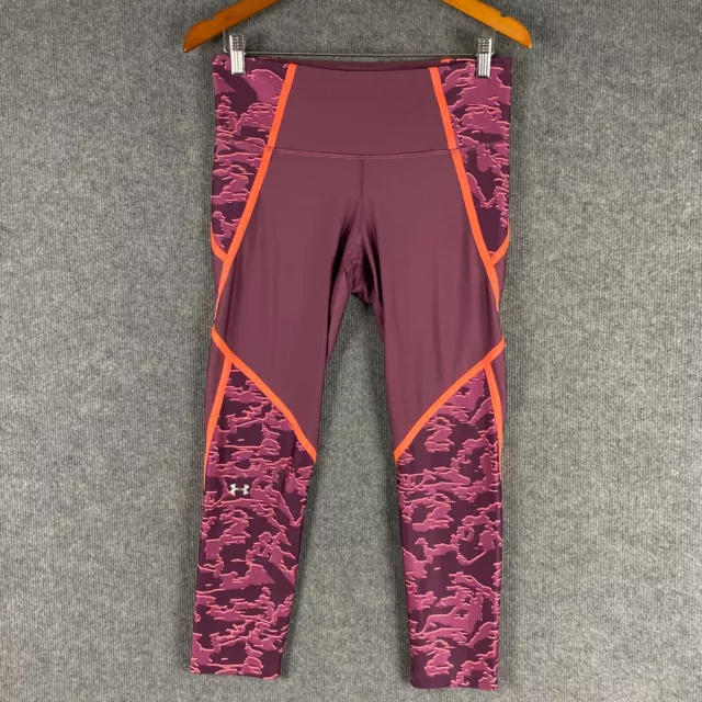 Under Armour Tights Womens Large Purple Pink 3/4 Fitted Activewear Gym Ladies