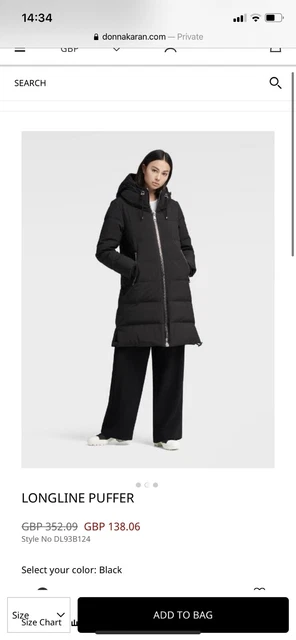 dkny coat size chart
