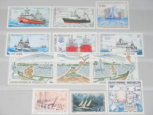 St Pierre Miquelon Collection of 12 MNH Ships Schiffe