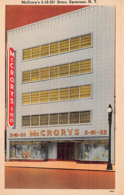 Syracuse NY New York McCrory's Store Shopping Center 5-10-25 cent 1940s Postcard