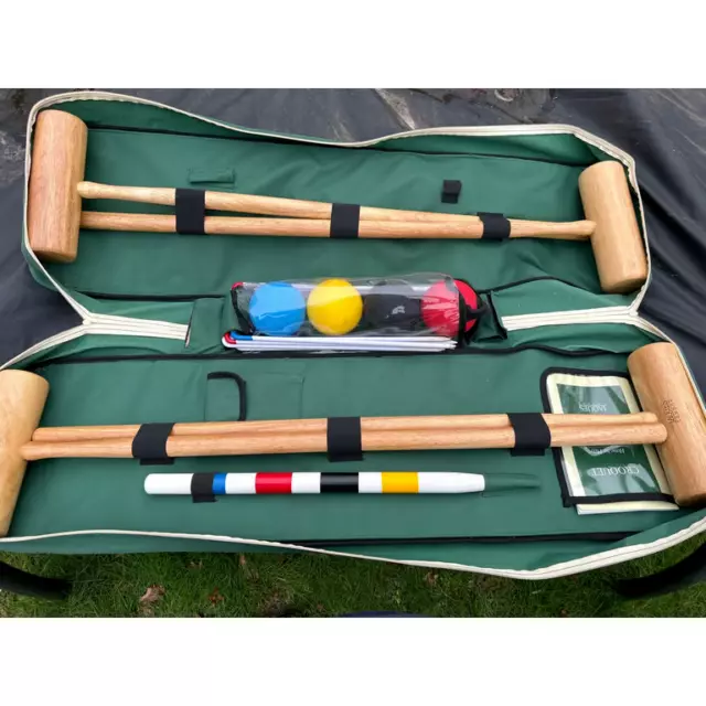 Jaques London Sussex 4 Player Complete Croquet Set With Storage Bag (Adult Size)