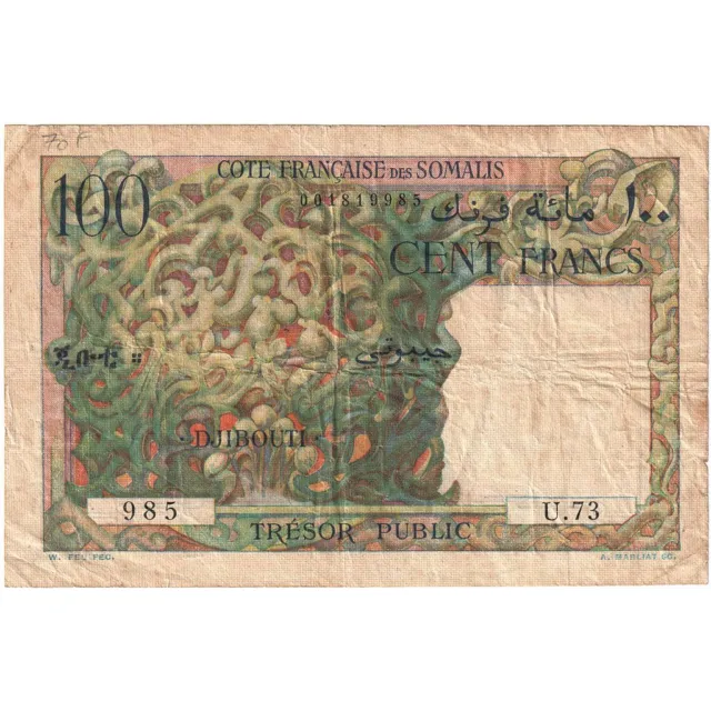 [#196327] French Somaliland, 100 Francs, 1952, KM:26a, VF