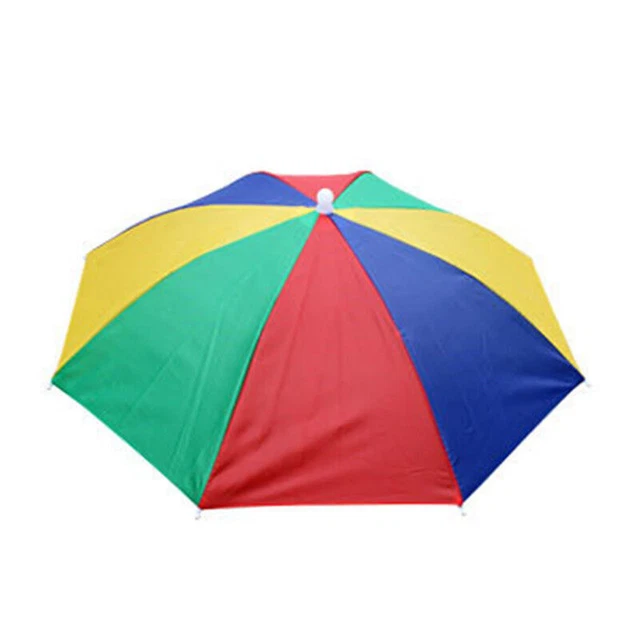 Mens Sun Umbrella Hat Foldable Head Strap Golf Fishing Headwear Outdoor Camping