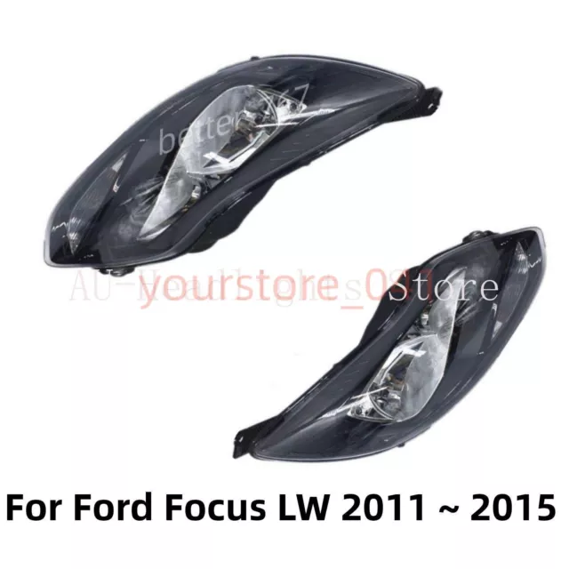 Pair Headlights Head Light Lamps Halogen (Black) For Ford Focus LW 2011 ~ 2015