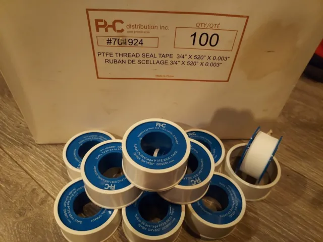 10 3/4 Rolls Premium Teflon Tape Plumbing, Plumbers Leaks PTFE Pipe Seal Thread