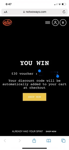 NOTWOWAYS Discount Code -£30