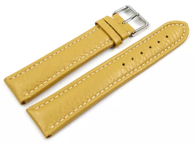 Bracelet montre cuir de veau grainé jaune 18mm 20mm 22mm 24mm NEUF