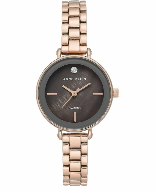Anne Klein Diamond-Accent Rose Gold-Tone Bracelet Watch 30mm Gold NWT! $85 [W]