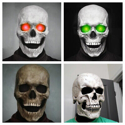 Halloween Skull Mask Full Head Helmet Movable Jaw Horror Party Pro Scary