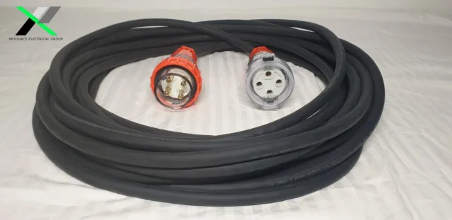 20 Amp 10m Extension Lead, 3 Phase, 4 pin, 415V 20A 4.0mm² 10mt Cable 3ph