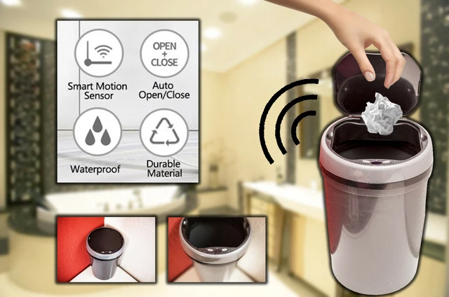 Automatik.Sensor Mülleimer Abfalleimer Müllbehälter Plastik Papierkorb 10L 1