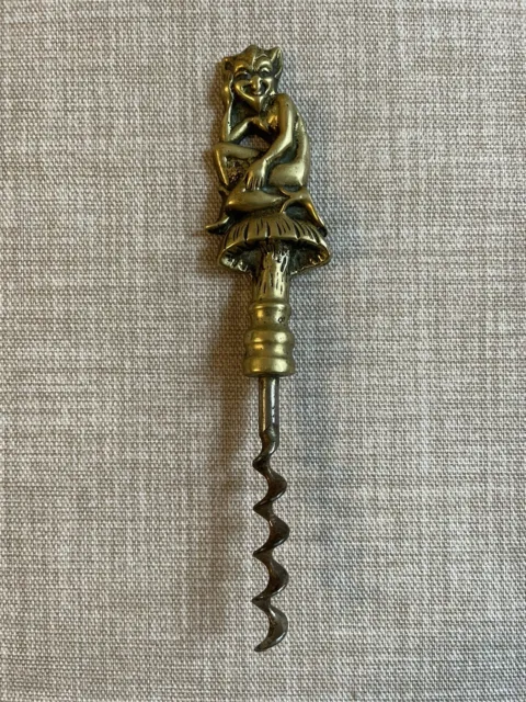 Brass Pixie Mushroom Vintage Cork Screw