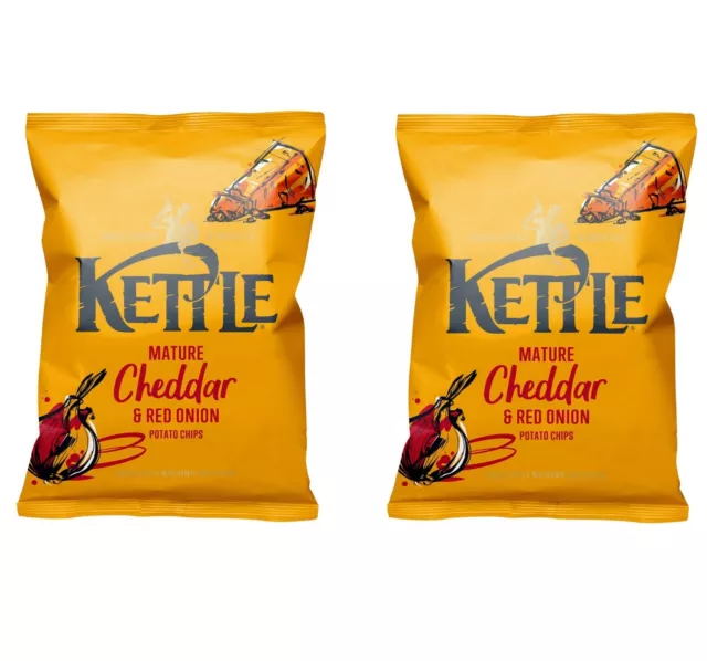 2 X Kettle Chips Gereifter Cheddar & Rot Zwiebel Austausch Chips Snacks 130g