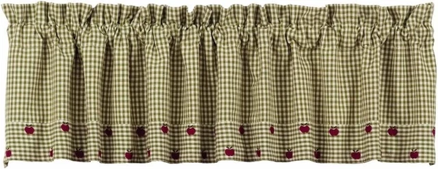 IHF Apple Valley Design Lined Valance Window Curtains 100% Cotton Size 72" x 14"