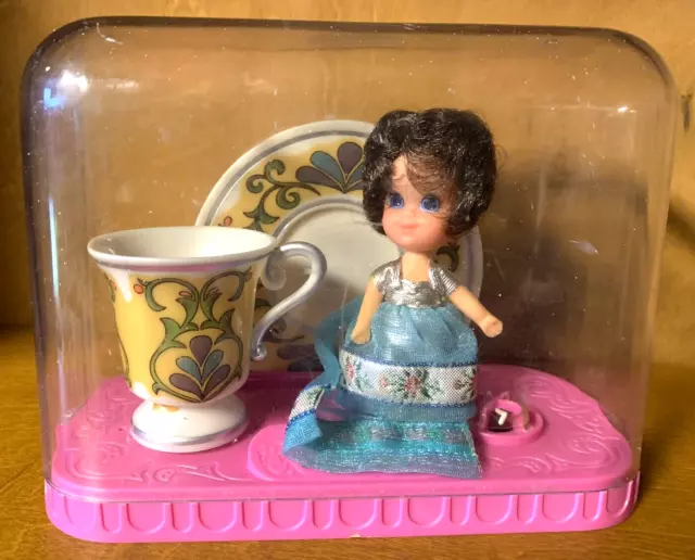 Vintage 1970 LiddLe KiddLes Tea Party Lady Silver w/ Case, Cup & Saucer Minty