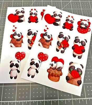 San Valentino Panda orso, amore orso, simpatici adesivi panda, adesivi diario, busta