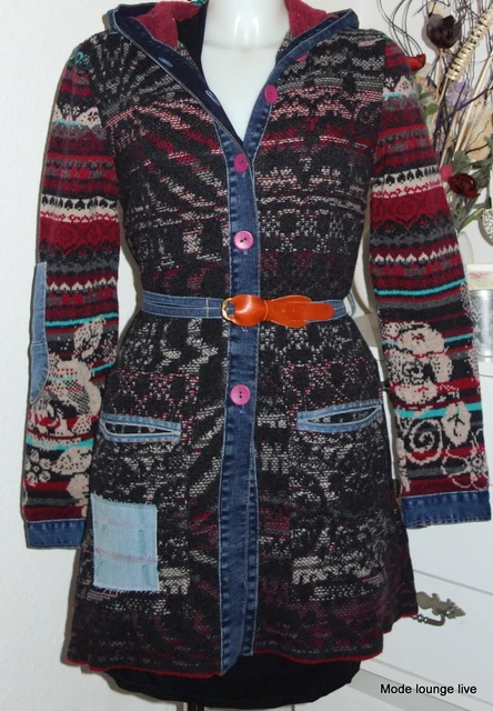 Veste Ceinturée IVKO En Laine Gris Anthracite, Motif Tartan Fleuri - Taille Normale, Neuve