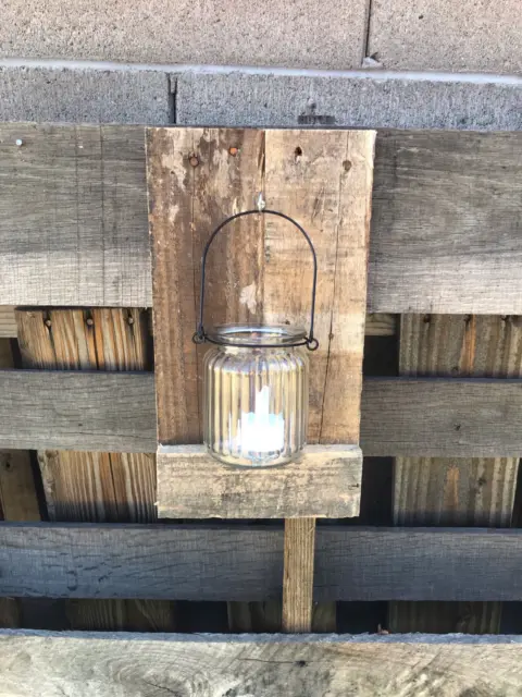 Reclaimed Wood Jar Wall Sconce Rustic Pallet Barn Country Wedding