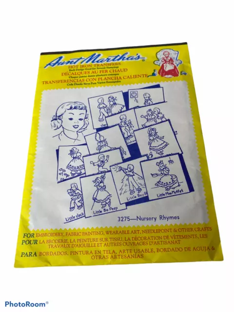 Aunt Martha’s Hot Iron Transfers Nursery Rhymes #3275 Crafts Baby Quilt