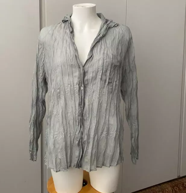 ISSEY MIYAKE PLEATS PLEASE SIZE 3 / PP13-PJ462 CREASED GREY shirt blouse top