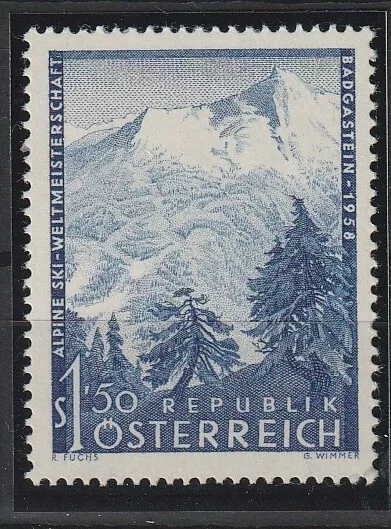 1958 - "Ski-Weltmeisterschaften" MNH, Plattenfehler "Skifahrer", ANK 1048 VII