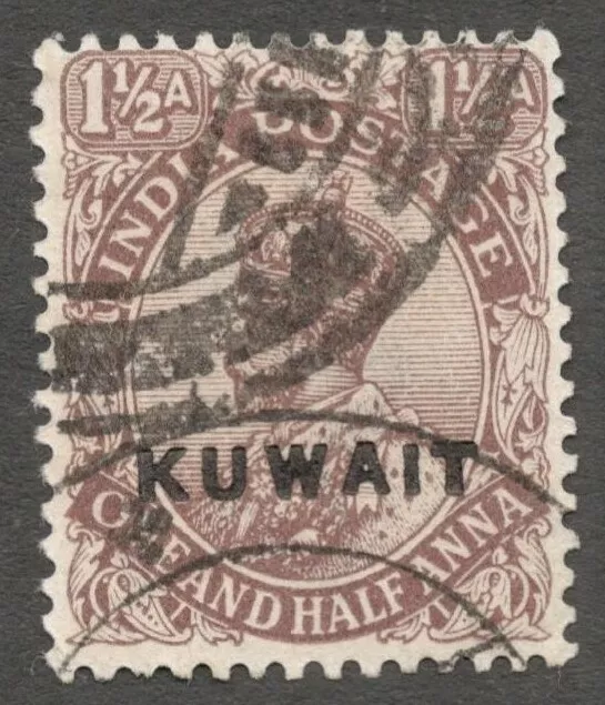 AOP Kuwait KGV 1923-24 1 1/2a chocolate used SG 3 £14