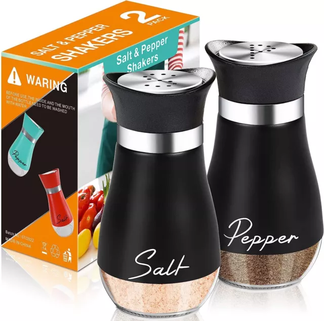 Juvale Salt and Pepper Shakers Set, Stainless Steel and Glass Dispenser (4oz)