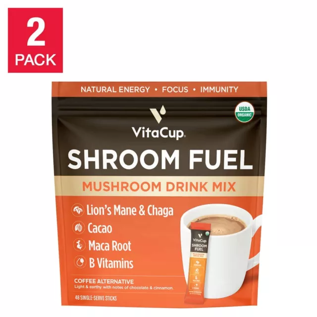 VitaCup Shroom Fuel Mushroom Based Coffee Alternative Packets, 24ct (2-pack)