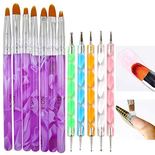 Juego de 7 piezas de cepillos de extensión de uñas de gel UV herramientas puntas de uñas de acrílico pintura constructor