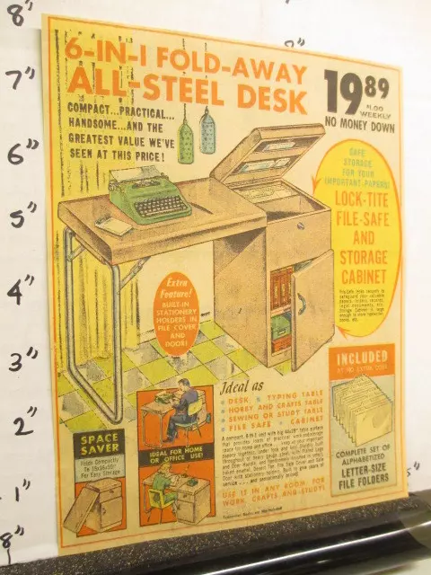 newspaper ad 1966 DESK CABINET fold away office home furniture metal typewriter