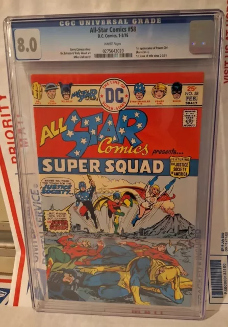 All Star Comics #58 Cgc 8.0 First App Powergirl