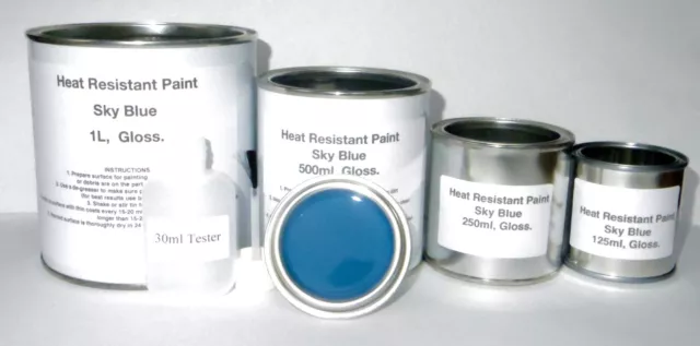 Sky Blue Heat Resist Paint, Gloss Brake Caliper Engine Metal Body Steel