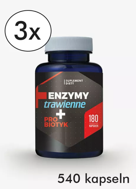 Digestive Enzymes Verdauungsenzyme + Probiotisch 3x 180  Kapseln - Vege