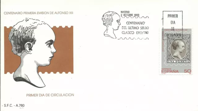 SPD FDC Sobre Primer Dia  Edifil 3024 Centenario primera Emision Alfonso XIII