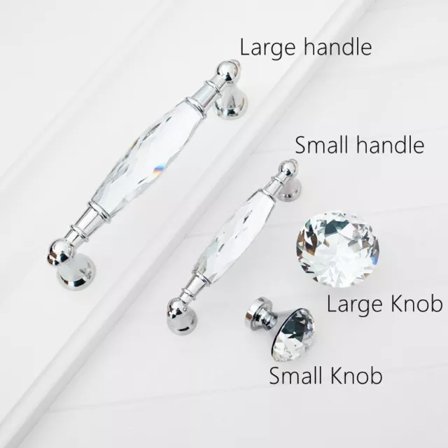 Crystal Cabinet Knob Chrome Clear Silver Dresser Drawer Handle Pulls Cupboard