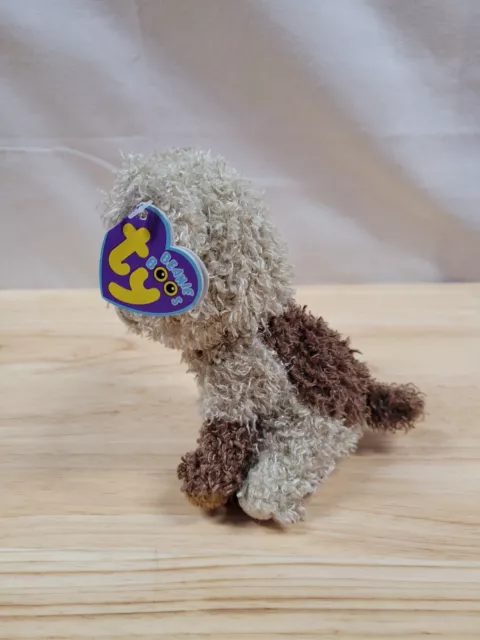 TY Beanie Boos Rootbeer Dog Plush Curly Shaggy Spotted Brown Doll Solid Eye Tag 2