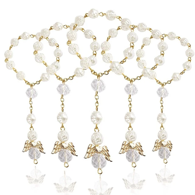 30 PCS Baptism Rosary Acrylic Rosary Beads Rosaries Angel for the First Com K7Q3