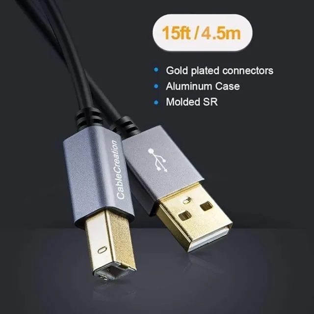 USB 2.0 Printer Scanner Cable Cord USB Type A Male to B Male High Speed 4.5M